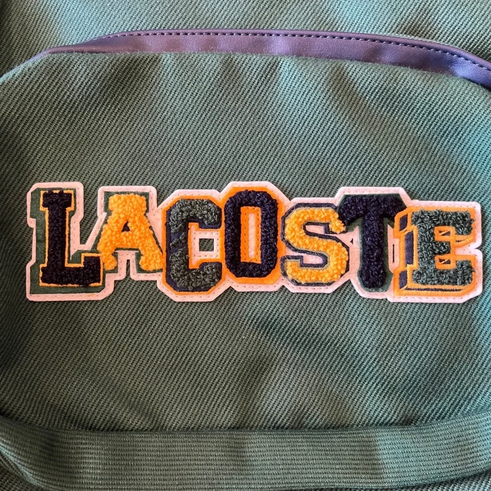 Lacoste‎ Kids Green Navy Blue Varsity Logo Backpack Bag 9A6219-F9W NWT
